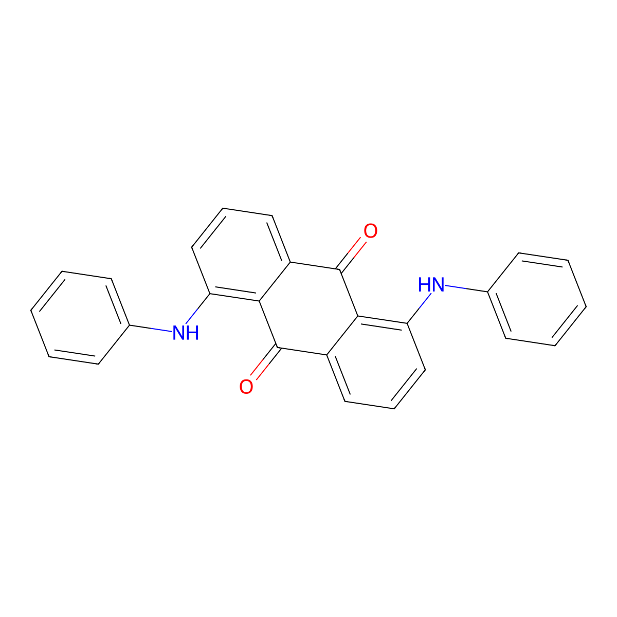 9,10-Anthracenedione, 1,5-bis(phenylamino)- molecular structure, CAS 2944-27-6