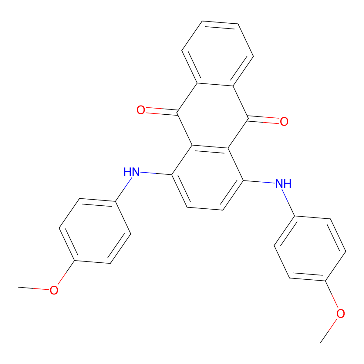 1,4-Bis(4-methoxyanilino)anthraquinone molecular structure, CAS 2944-30-1