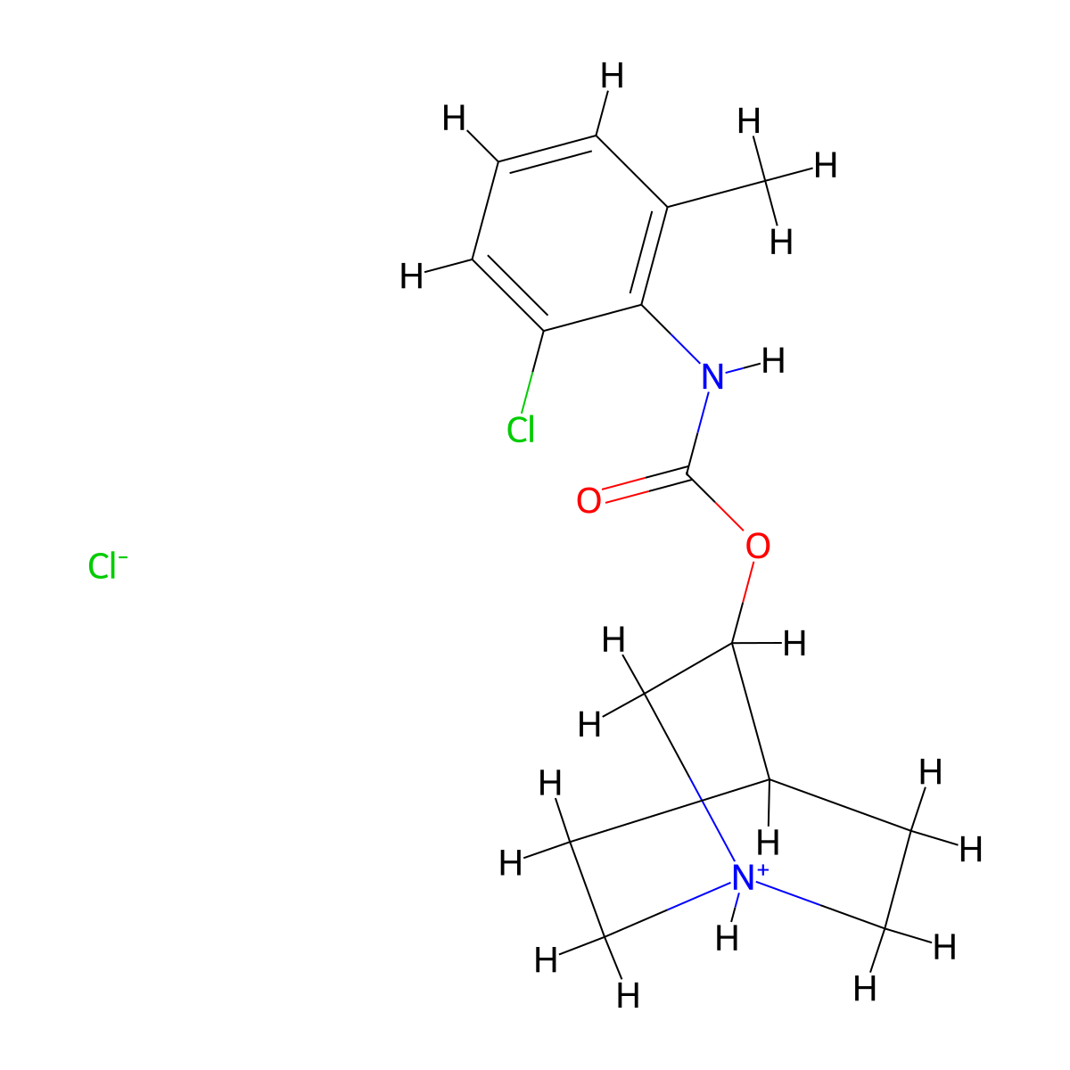 Carbanilic acid, 2-chloro-6-methyl-, 3-quinuclidinyl ester, monohydrochloride molecular structure, CAS 29440-70-8