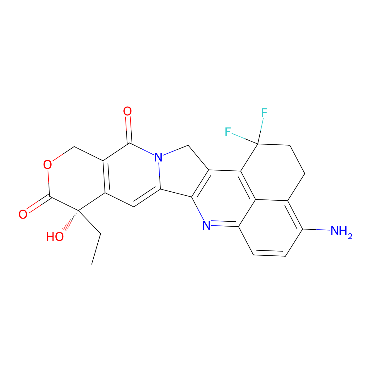 (10S)-19-amino-10-ethyl-23,23-difluoro-10-hydroxy-8-oxa-4,15-diazahexacyclo[14.7.1.02,14.04,13.06,11.020,24]tetracosa-1,6(11),12,14,16(24),17,19-heptaene-5,9-dione molecular structure, CAS 2944016-96-8
