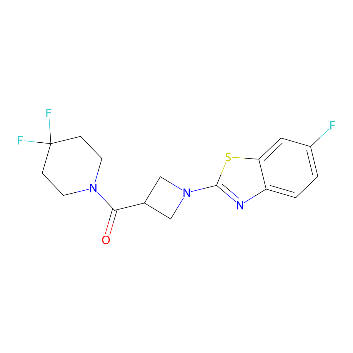 2-[3-(4,4-Difluoropiperidine-1-carbonyl)azetidin-1-yl]-6-fluoro-1,3-benzothiazole molecular structure, CAS 2944143-57-9