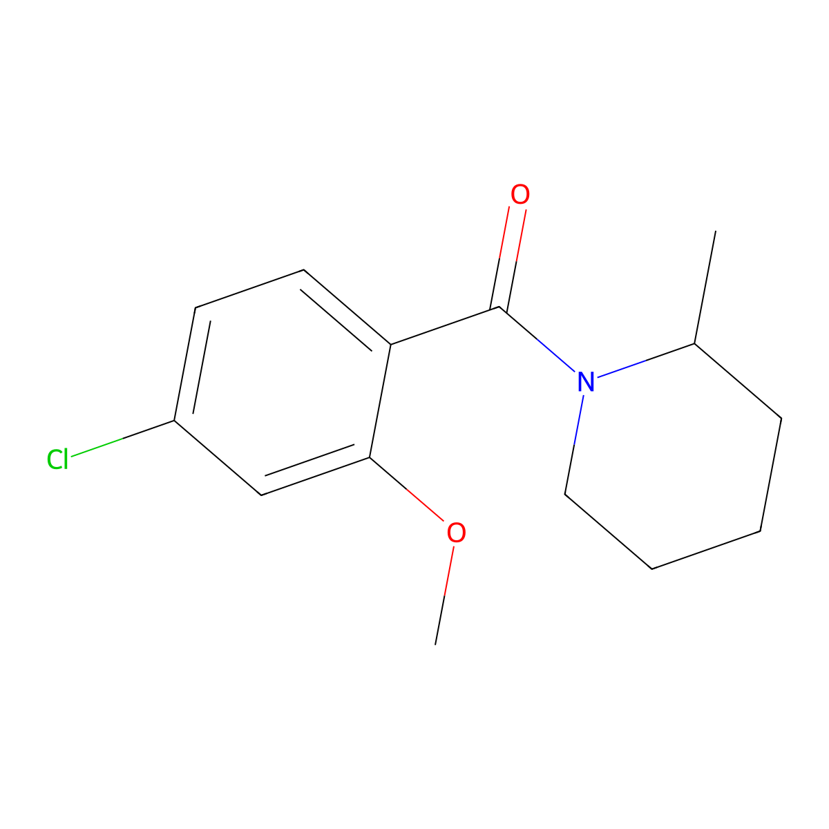 Methanone, (4-chloro-2-methoxyphenyl)(2-methyl-1-piperidinyl)- molecular structure, CAS 2944216-25-3