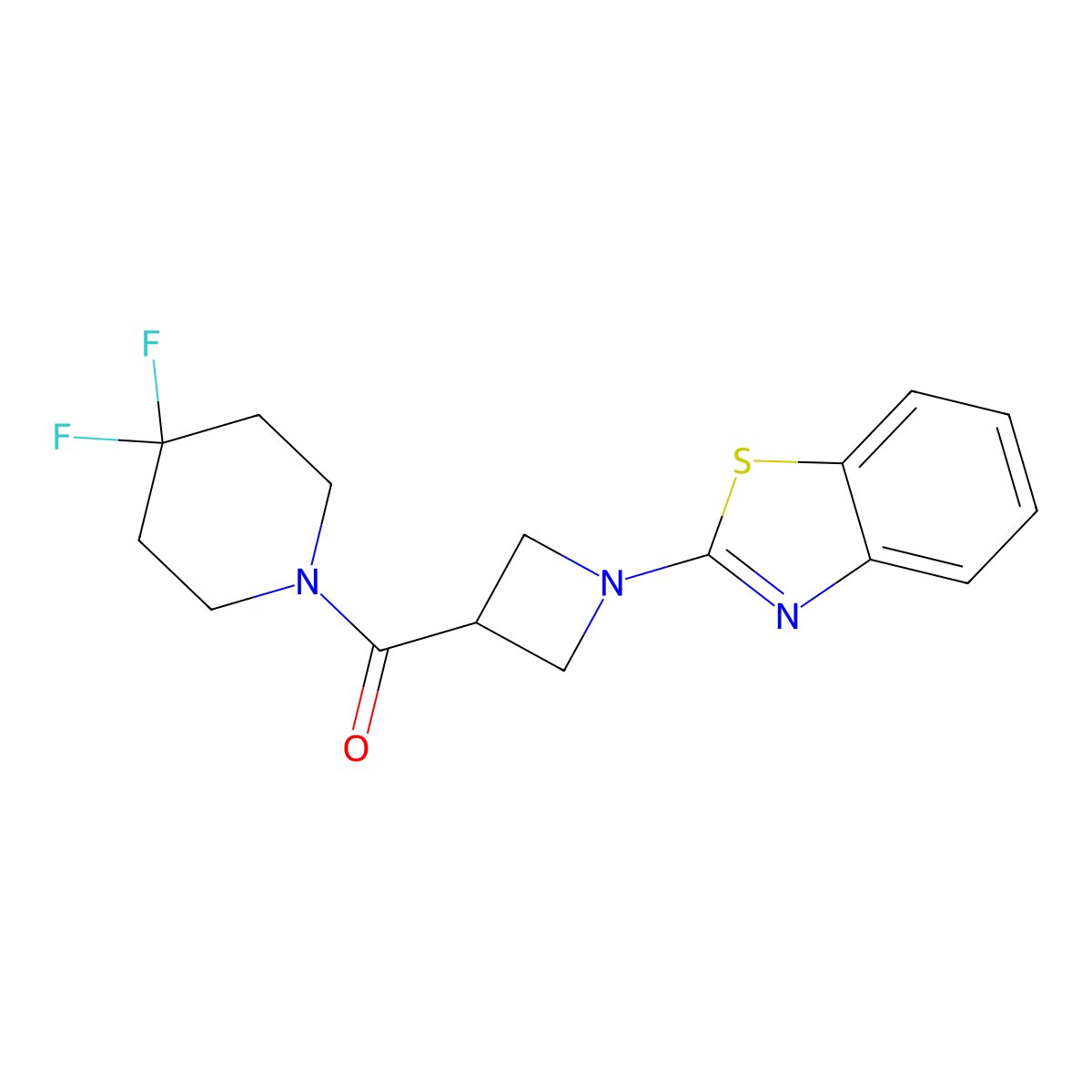 2-[3-(4,4-Difluoropiperidine-1-carbonyl)azetidin-1-yl]-1,3-benzothiazole molecular structure, CAS 2944255-12-1