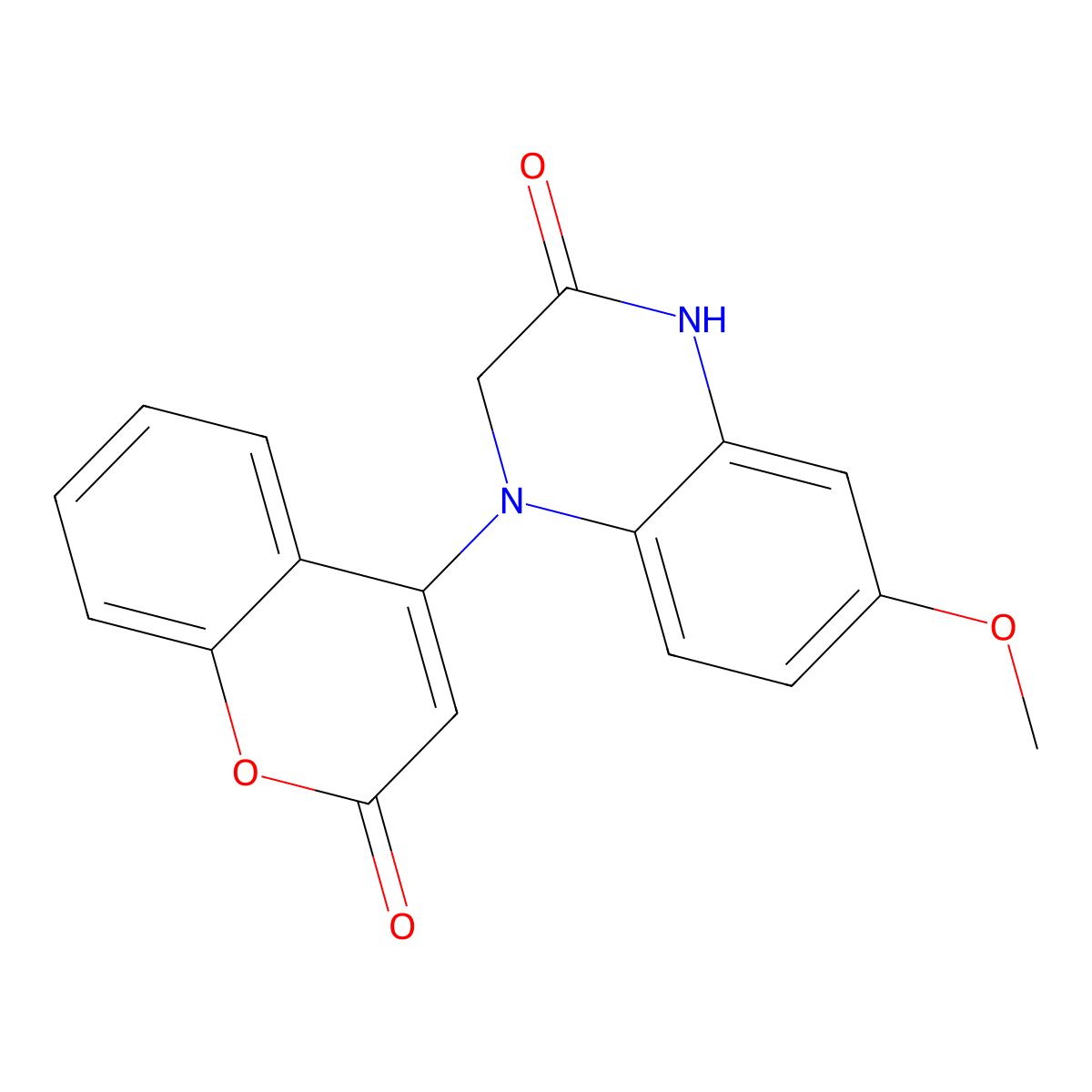 7-Methoxy-4-(2-oxochromen-4-yl)-1,3-dihydroquinoxalin-2-one molecular structure, CAS 2944459-96-3