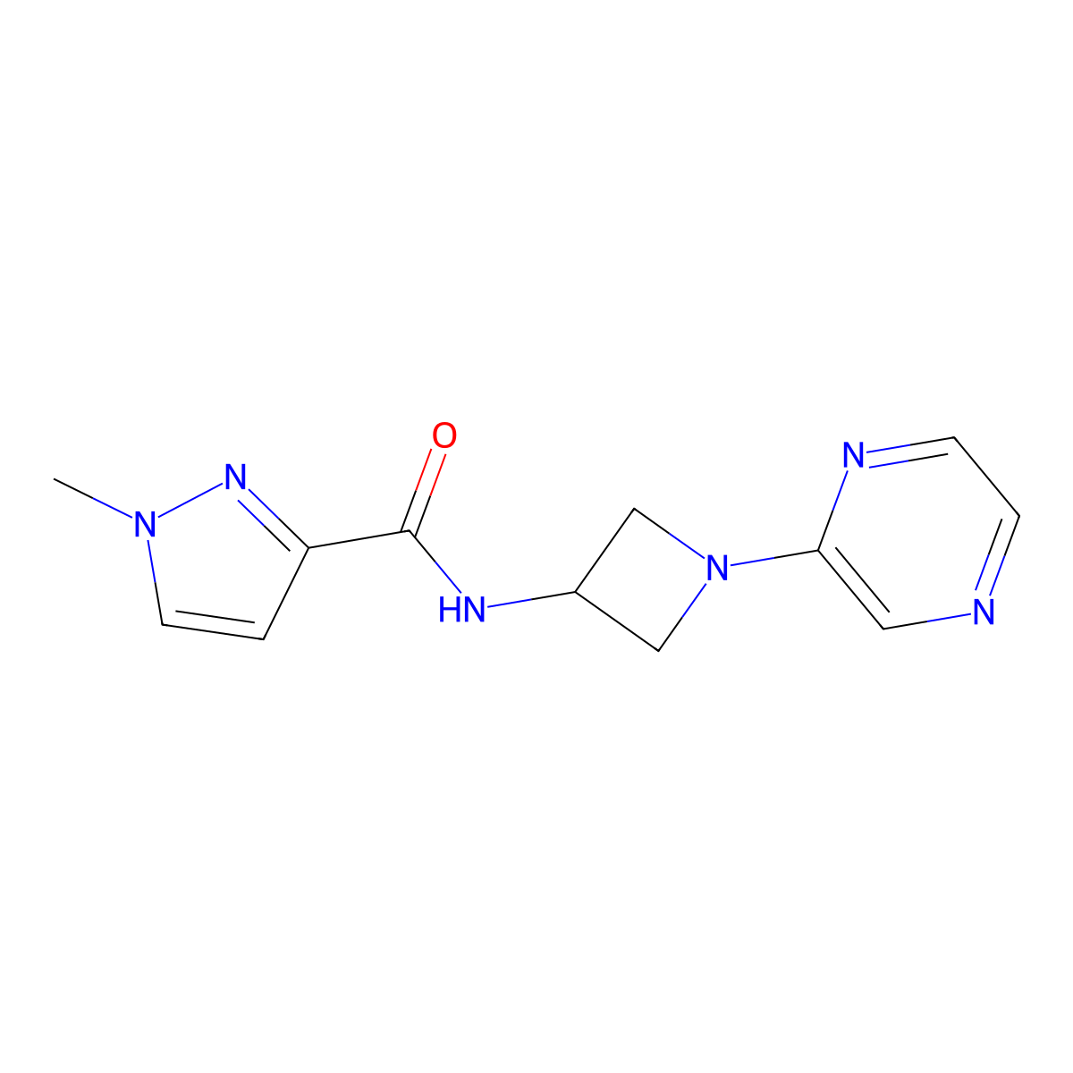 1-methyl-N-[1-(pyrazin-2-yl)azetidin-3-yl]-1H-pyrazole-3-carboxamide molecular structure, CAS 2944643-74-5