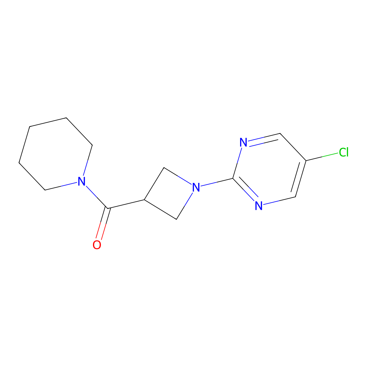5-Chloro-2-[3-(piperidine-1-carbonyl)azetidin-1-yl]pyrimidine molecular structure, CAS 2944738-18-3