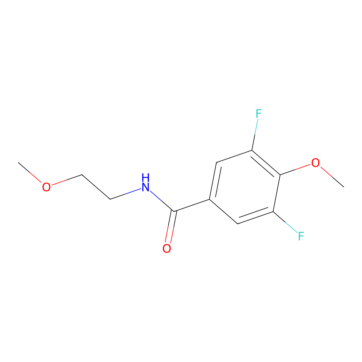 Benzamide, 3,5-difluoro-4-methoxy-N-(2-methoxyethyl)- molecular structure, CAS 2944758-81-8