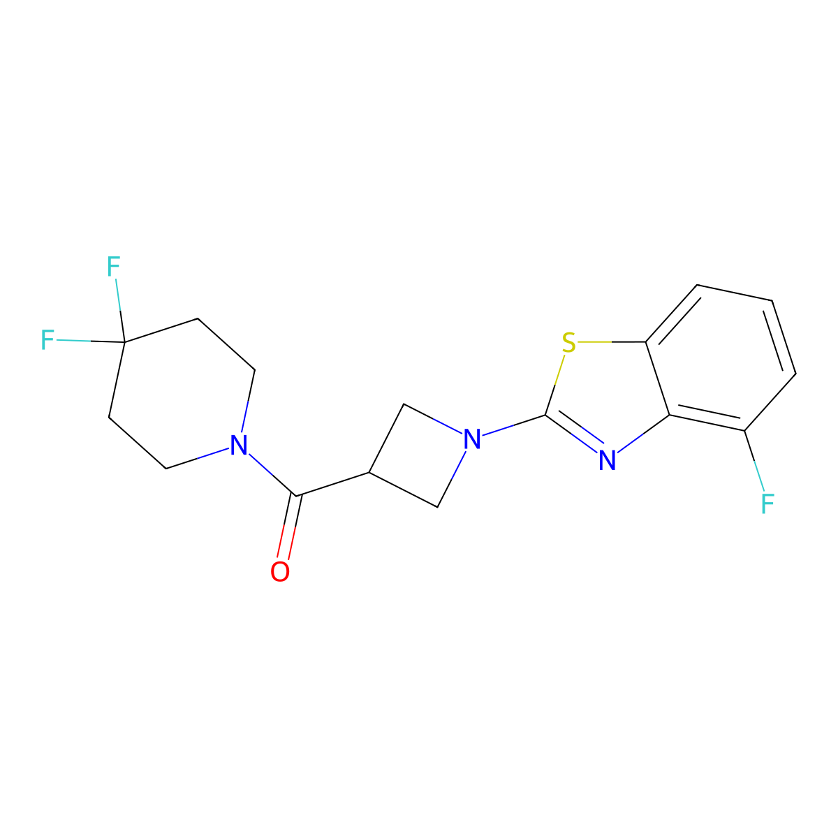 2-[3-(4,4-Difluoropiperidine-1-carbonyl)azetidin-1-yl]-4-fluoro-1,3-benzothiazole molecular structure, CAS 2944790-82-1