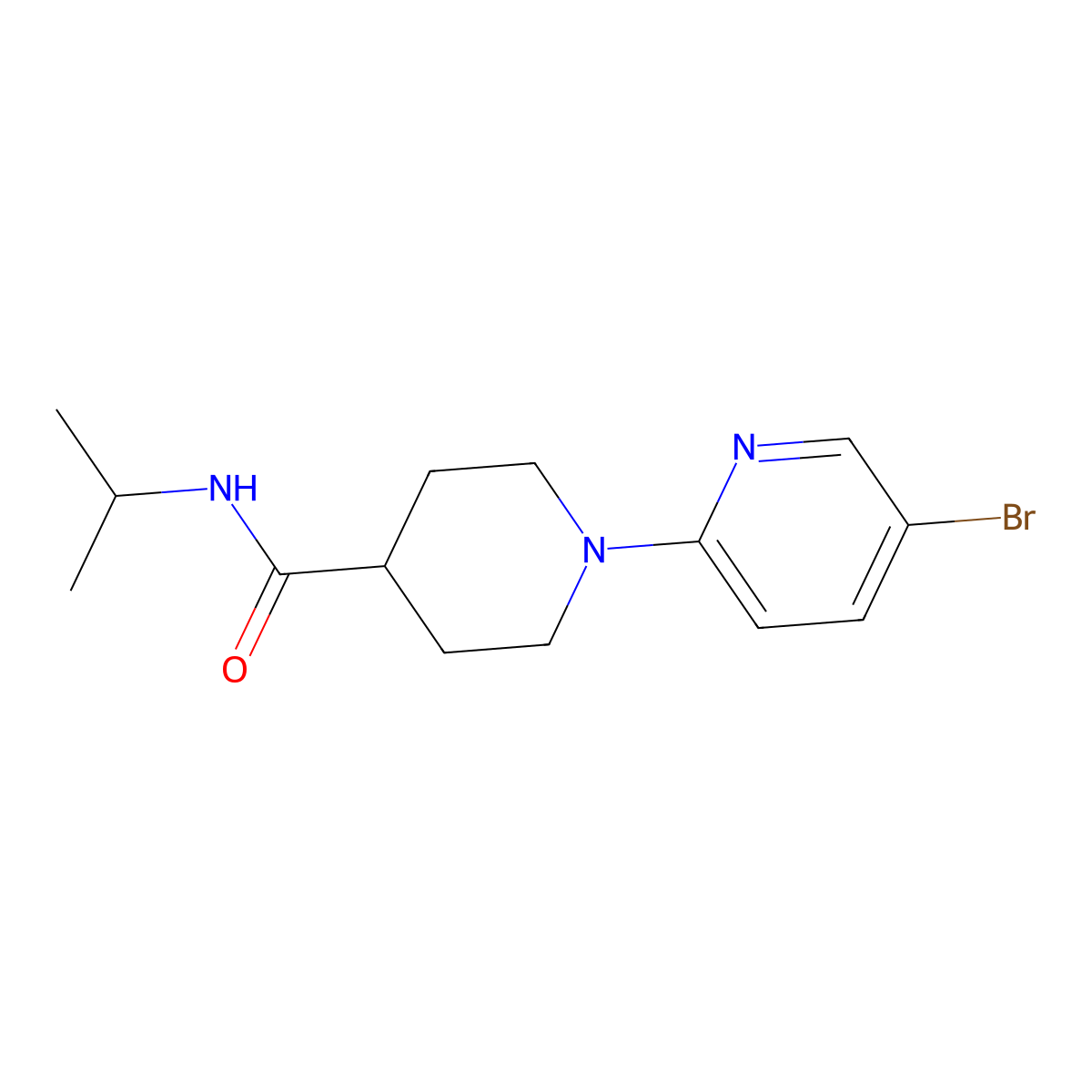 1-(5-bromopyridin-2-yl)-N-(propan-2-yl)piperidine-4-carboxamide molecular structure, CAS 2944886-44-4