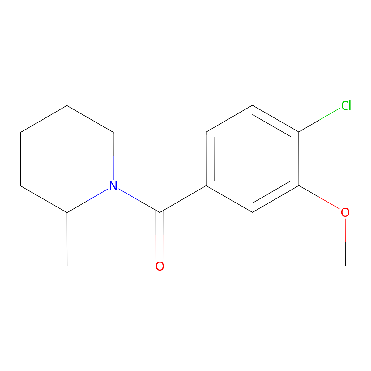 Methanone, (4-chloro-3-methoxyphenyl)(2-methyl-1-piperidinyl)- molecular structure, CAS 2945059-93-6