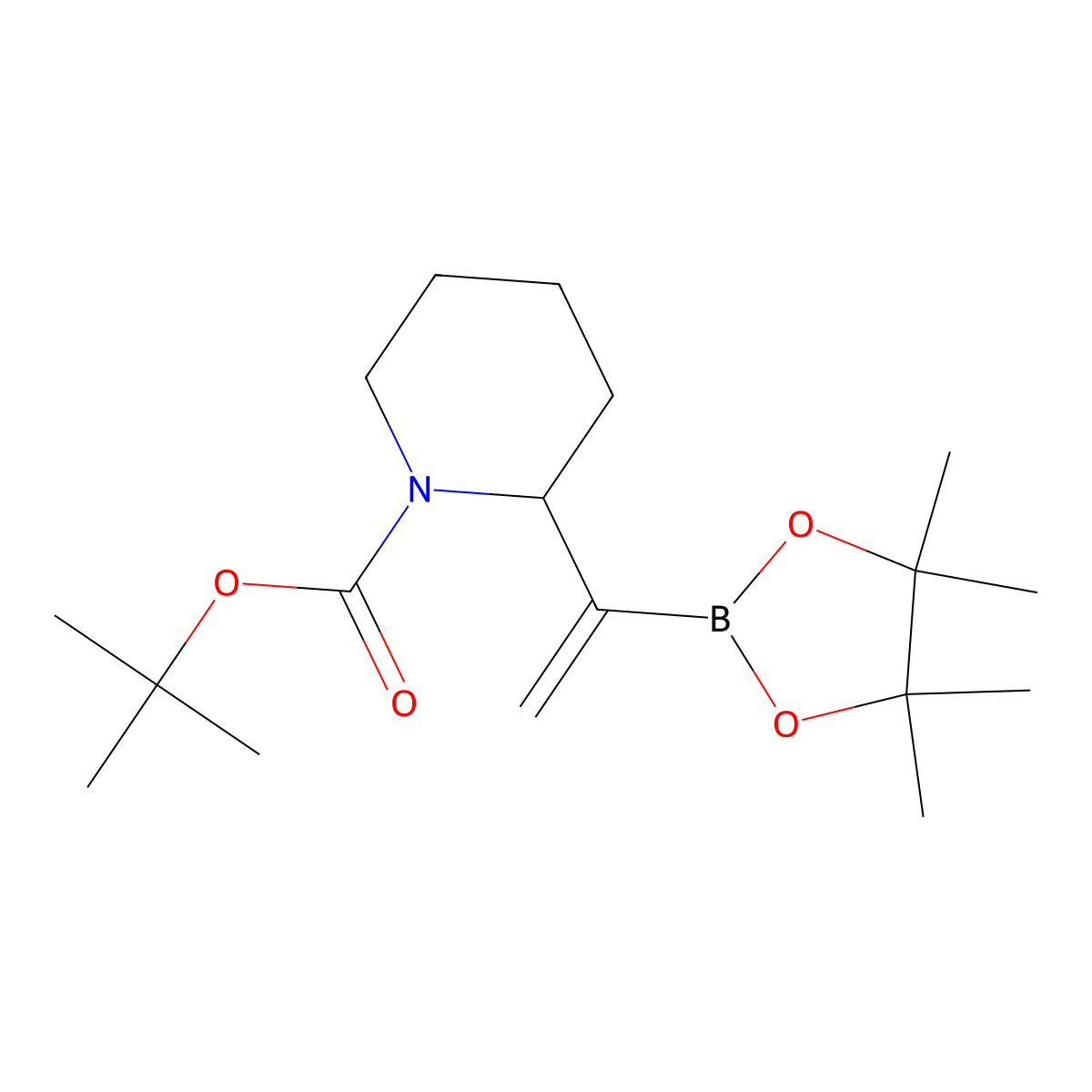 Tert-butyl 2-[1-(4,4,5,5-tetramethyl-1,3,2-dioxaborolan-2-yl)ethenyl]piperidine-1-carboxylate molecular structure, CAS 2945142-69-6