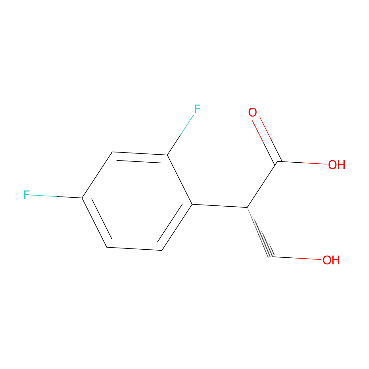 (S)-2-(2,4-difluorophenyl)-3-hydroxypropanoic acid molecular structure, CAS 2945153-13-7