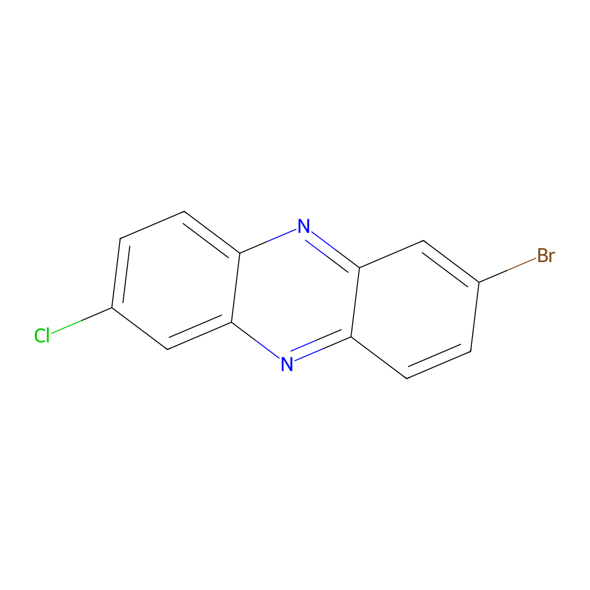 2-Bromo-7-chlorophenazine molecular structure, CAS 29453-79-0