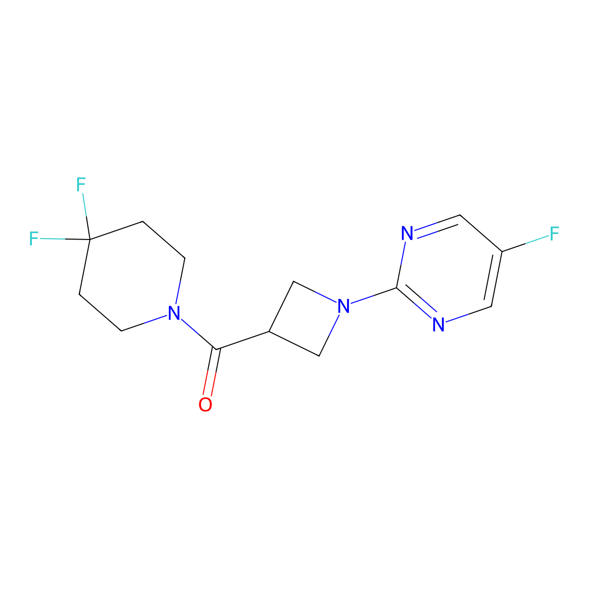 2-[3-(4,4-Difluoropiperidine-1-carbonyl)azetidin-1-yl]-5-fluoropyrimidine molecular structure, CAS 2945327-41-1