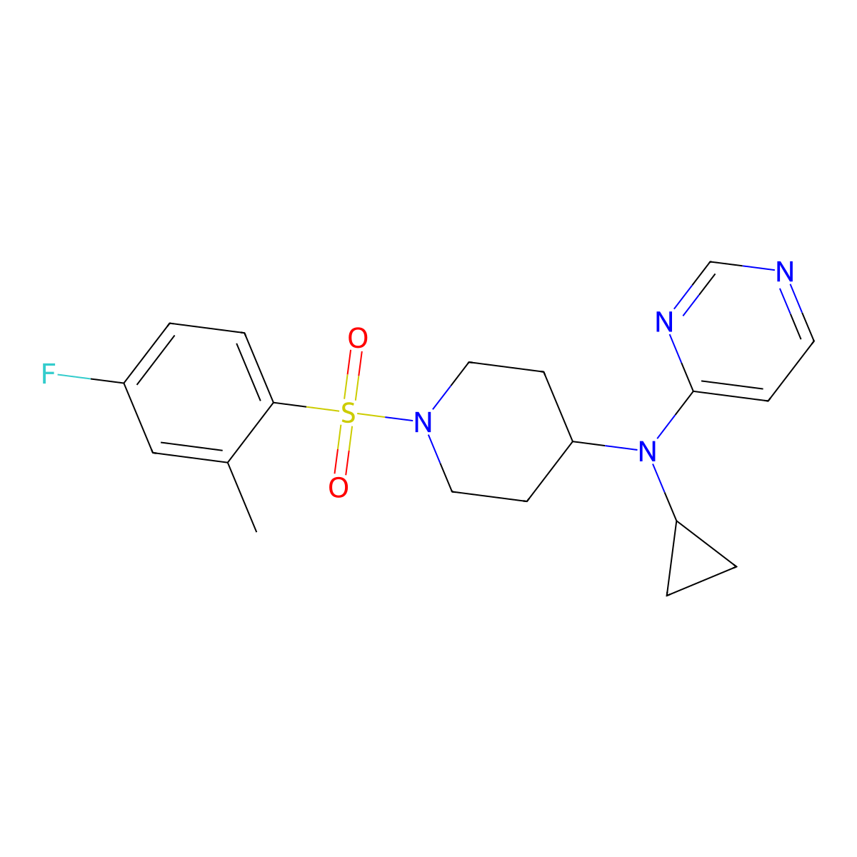 N-cyclopropyl-N-[1-(4-fluoro-2-methylbenzenesulfonyl)piperidin-4-yl]pyrimidin-4-amine molecular structure, CAS 2945469-64-5