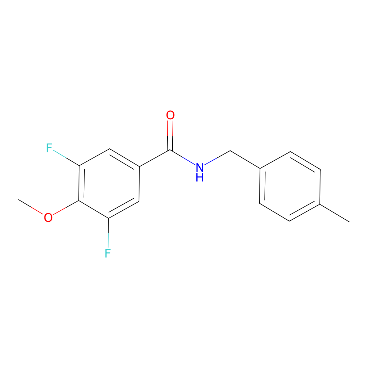 Benzamide, 3,5-difluoro-4-methoxy-N-[(4-methylphenyl)methyl]- molecular structure, CAS 2945482-02-8