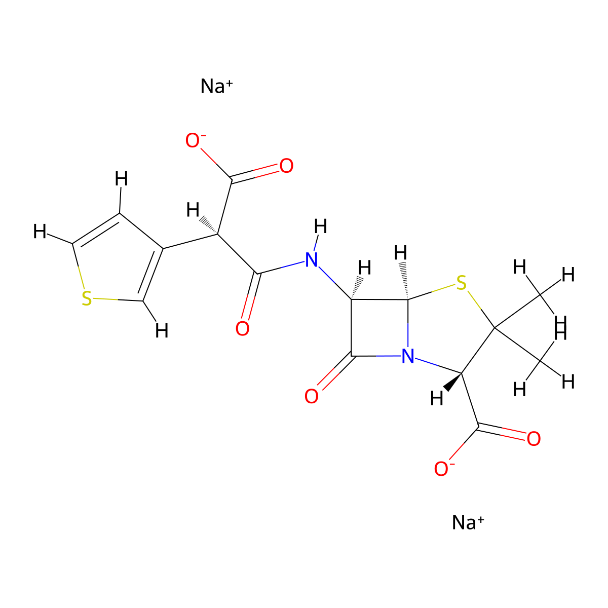 Ticarcillin Disodium molecular structure, CAS 29457-07-6
