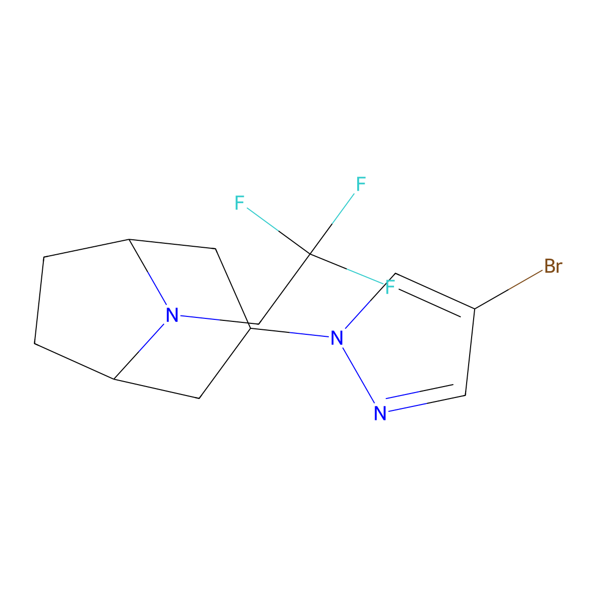 3-(4-bromo-1H-pyrazol-1-yl)-8-(2,2,2-trifluoroethyl)-8-azabicyclo[3.2.1]octane molecular structure, CAS 2945858-33-1