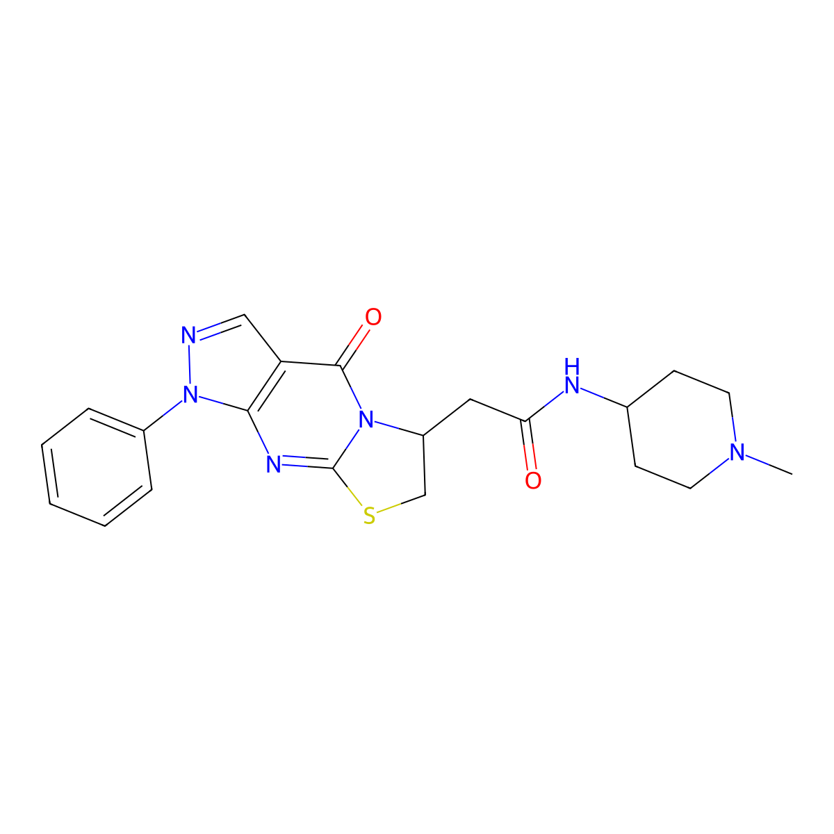 N-(1-methylpiperidin-4-yl)-2-{2-oxo-6-phenyl-10-thia-1,5,6,8-tetraazatricyclo[7.3.0.0(3),]dodeca-3(7),4,8-trien-12-yl}acetamide molecular structure, CAS 2946027-54-7