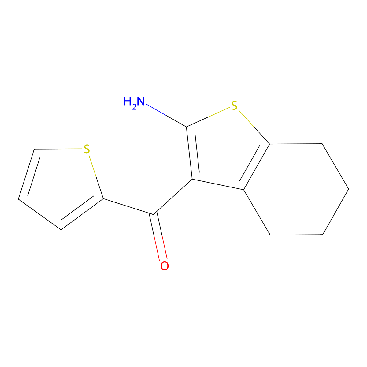 (2-Amino-4,5,6,7-tetrahydro-1-benzothien-3-yl)(thien-2-yl)methanone molecular structure, CAS 29462-24-6