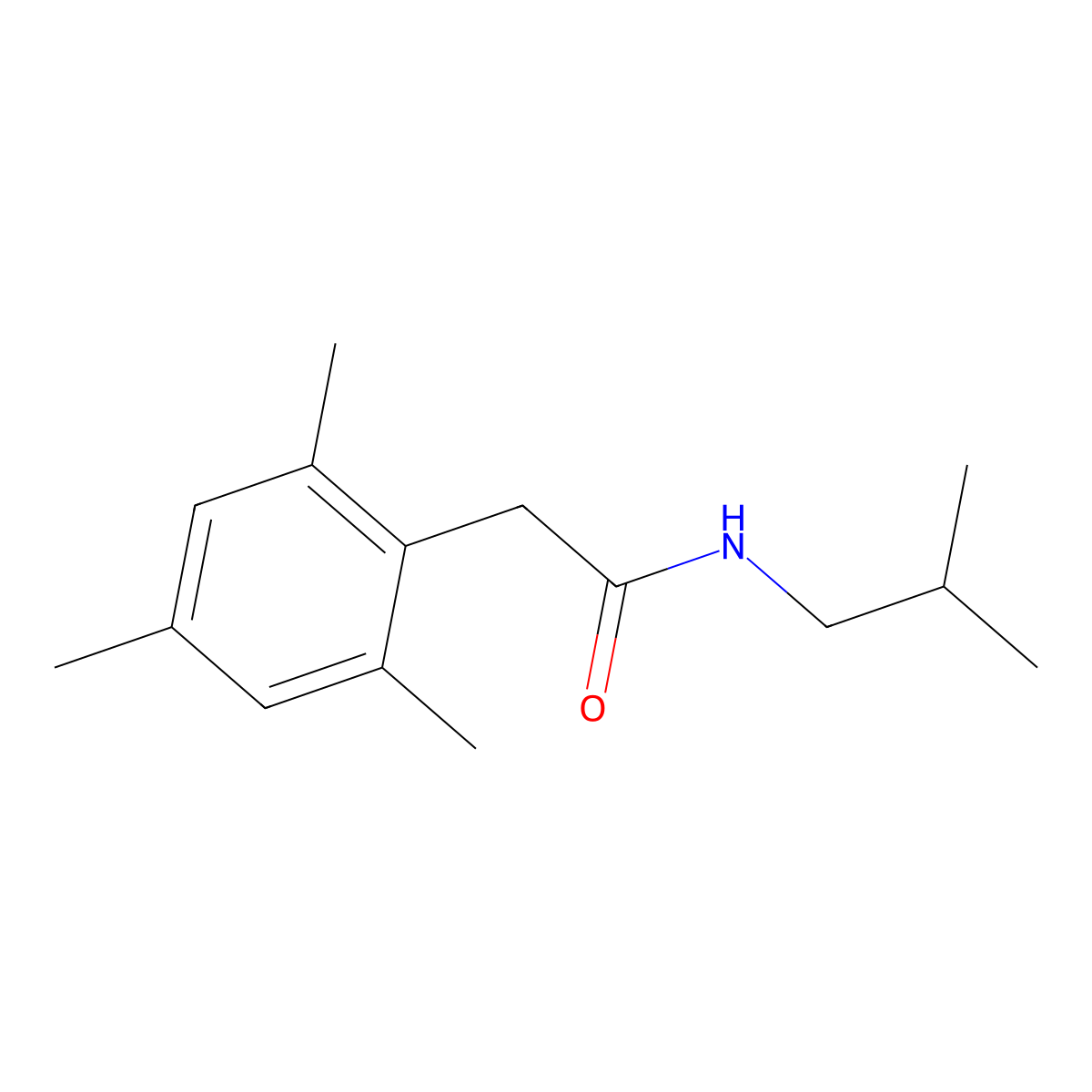 Benzeneacetamide, 2,4,6-trimethyl-N-(2-methylpropyl)- molecular structure, CAS 2946206-79-5