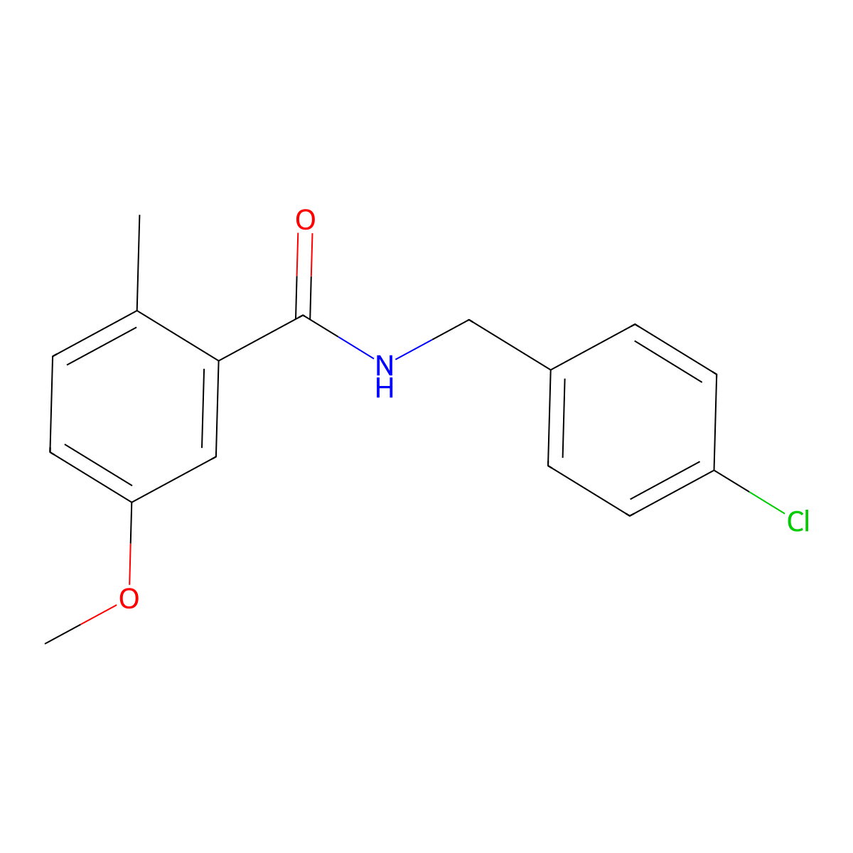 Benzamide, N-[(4-chlorophenyl)methyl]-5-methoxy-2-methyl- molecular structure, CAS 2946295-59-4