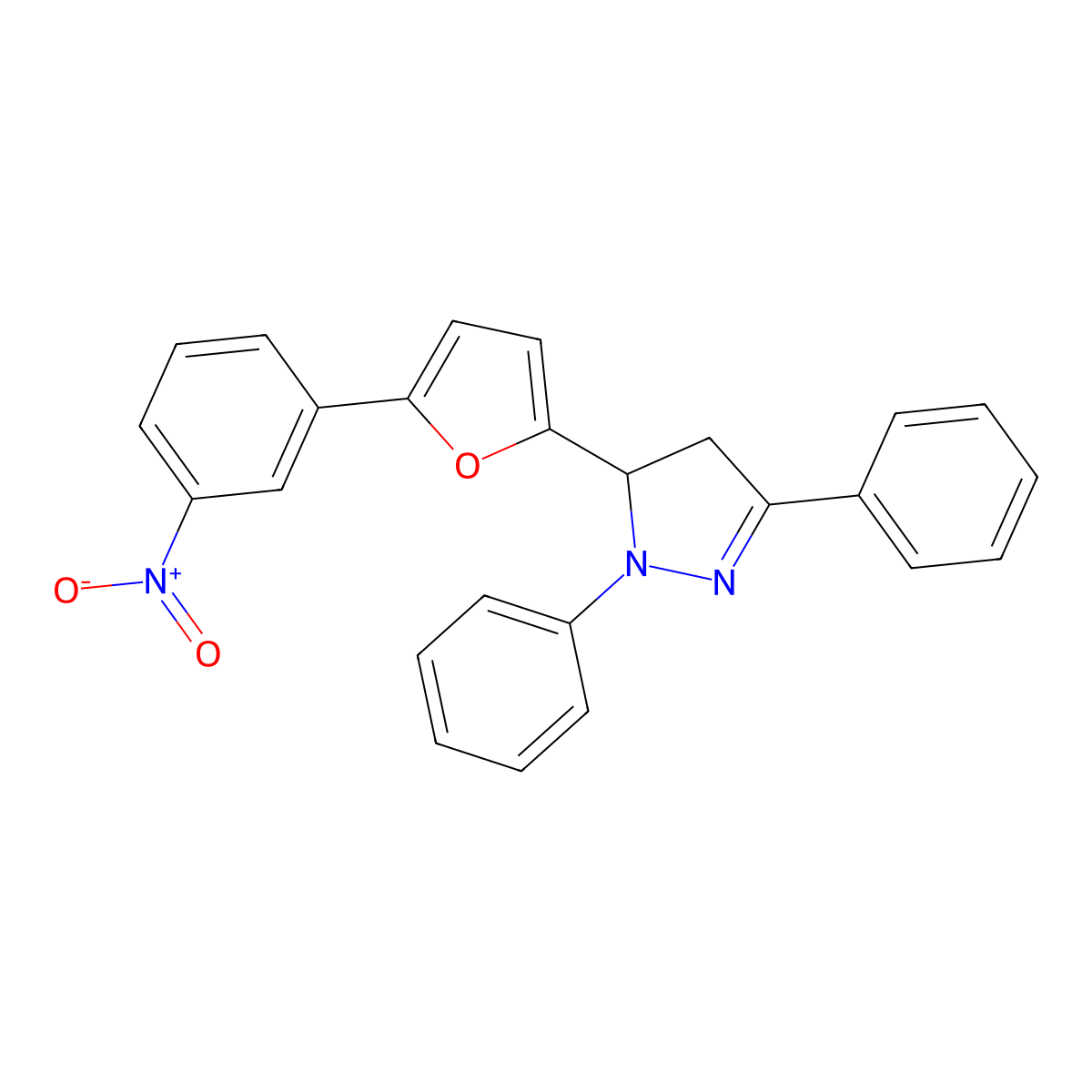 3-[5-(3-Nitrophenyl)furan-2-yl]-2,5-diphenyl-3,4-dihydropyrazole molecular structure, CAS 294636-34-3
