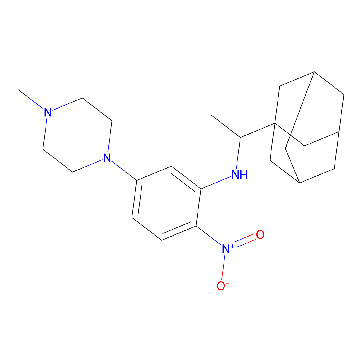 N-[1-(1-adamantyl)ethyl]-5-(4-methylpiperazin-1-yl)-2-nitroaniline molecular structure, CAS 294638-33-8