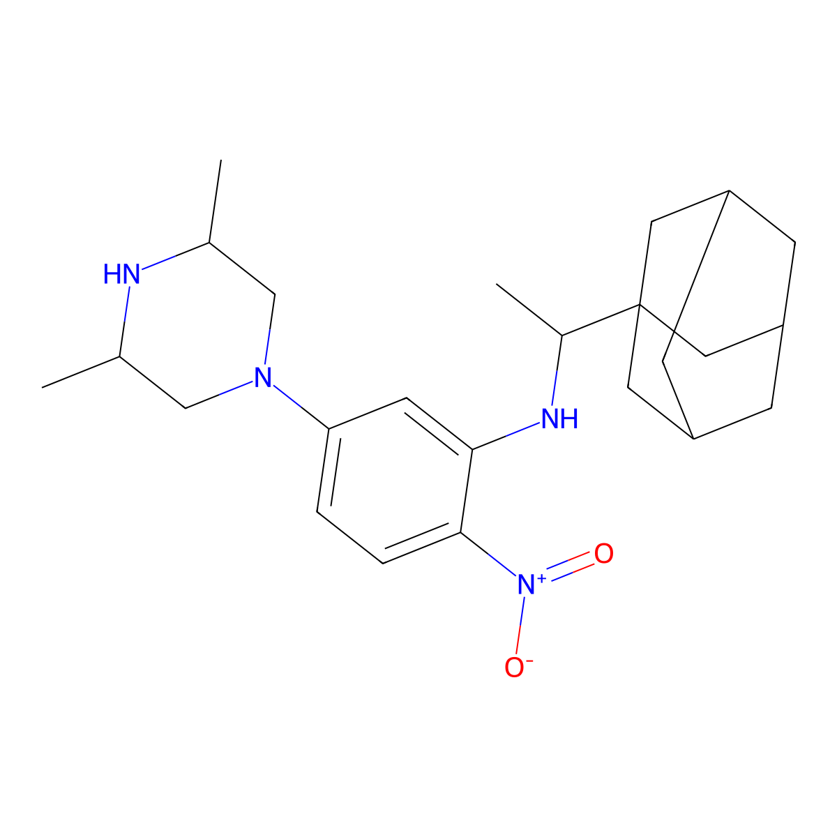 N-[1-(Adamantan-1-YL)ethyl]-5-(3,5-dimethylpiperazin-1-YL)-2-nitroaniline molecular structure, CAS 294638-34-9