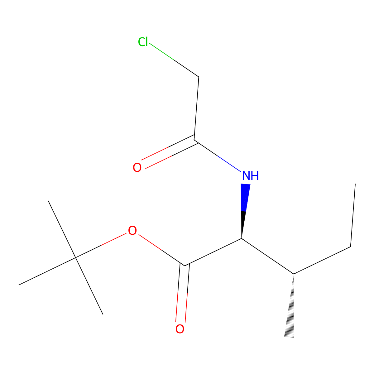 tert-butyl (2S,3S)-2-(2-chloroacetamido)-3-methylpentanoate molecular structure, CAS 294646-46-1