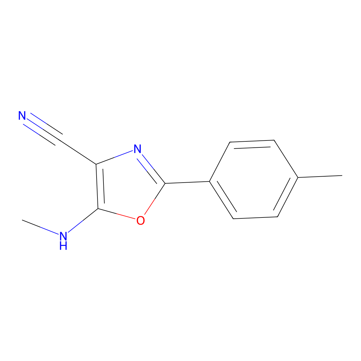 5-(Methylamino)-2-(p-tolyl)oxazole-4-carbonitrile molecular structure, CAS 294646-94-9