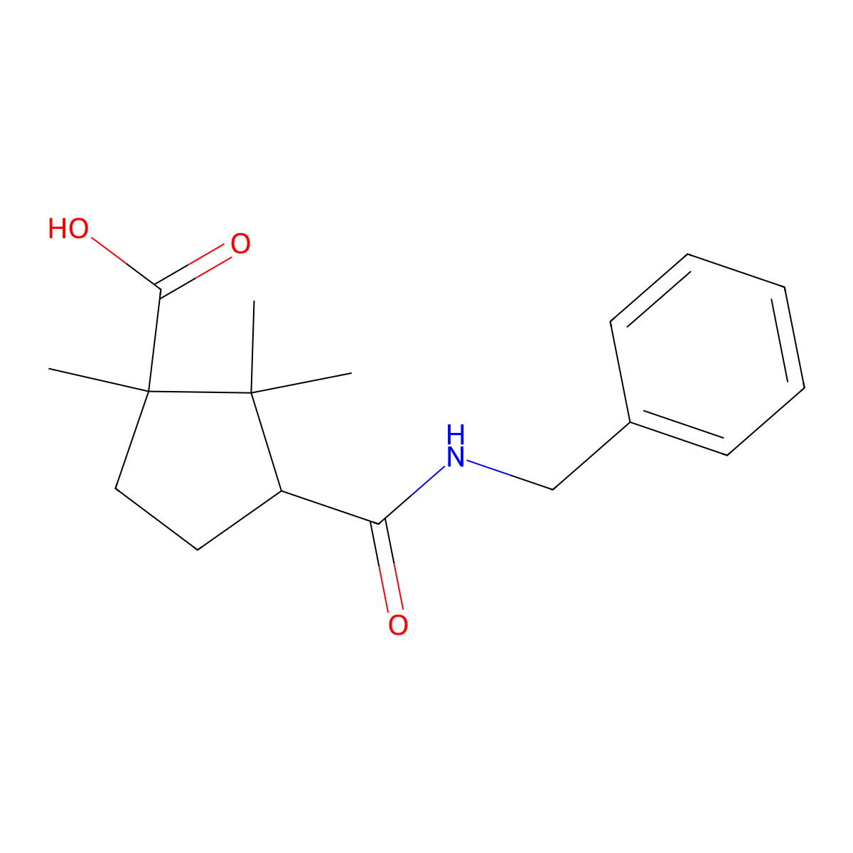 3-(Benzylcarbamoyl)-1,2,2-trimethylcyclopentanecarboxylic acid molecular structure, CAS 294647-10-2