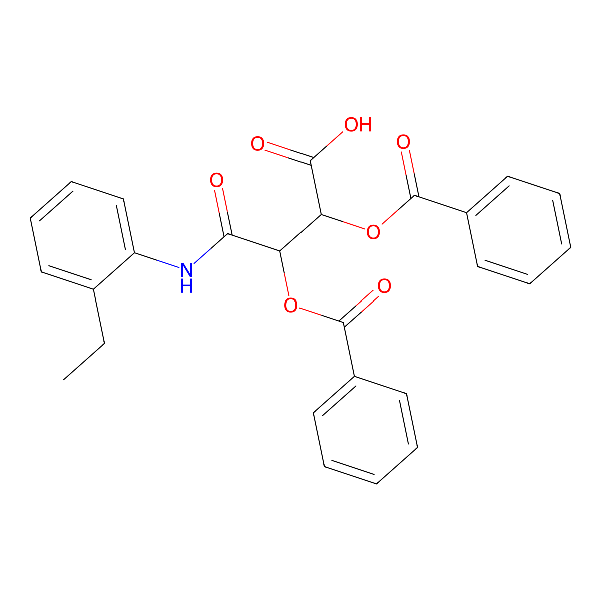 2,3-Bis(benzoyloxy)-4-(2-ethylanilino)-4-oxobutanoic acid molecular structure, CAS 294647-24-8