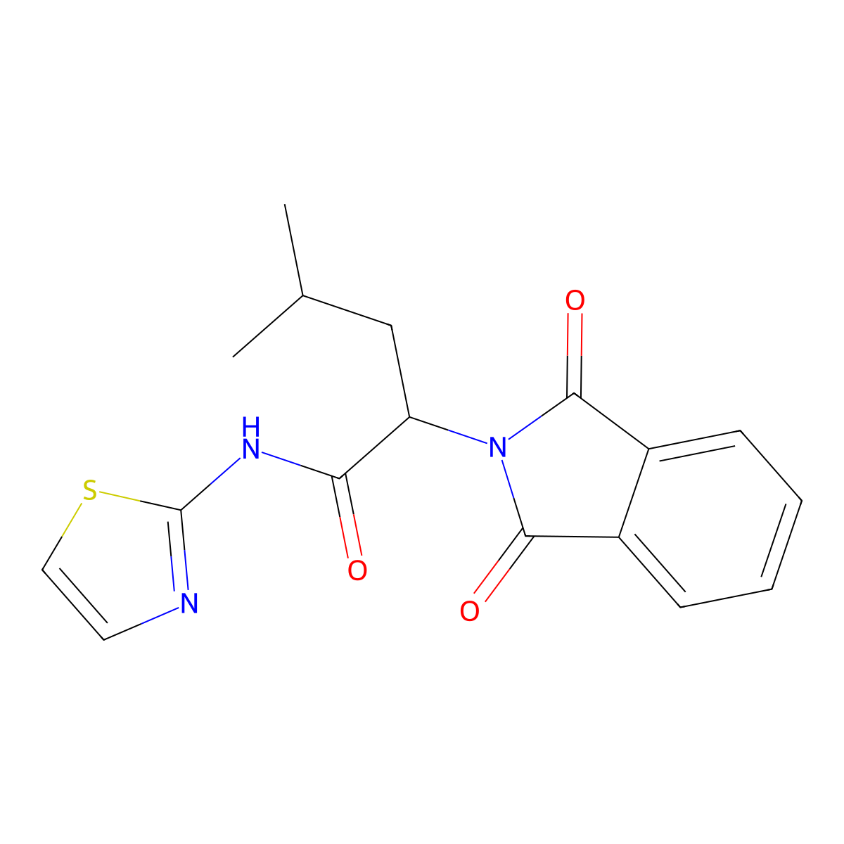 2-(1,3-dioxoisoindolin-2-yl)-4-methyl-N-(thiazol-2-yl)pentanamide molecular structure, CAS 294647-30-6