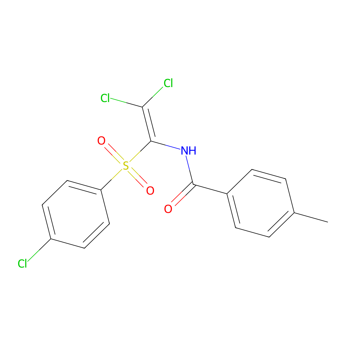 N-[2,2-dichloro-1-(4-chlorophenyl)sulfonylethenyl]-4-methylbenzamide molecular structure, CAS 294647-42-0