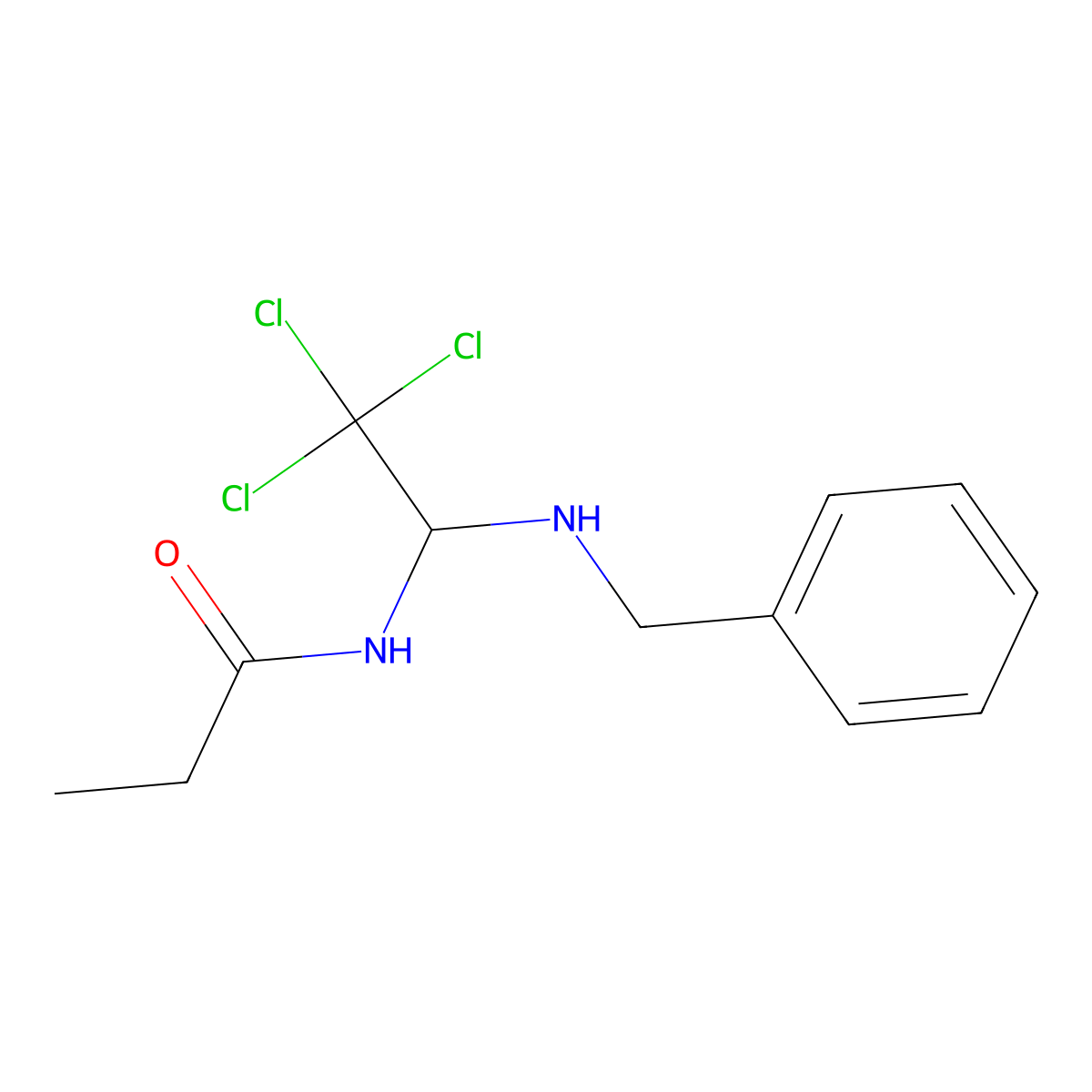 N-[1-(benzylamino)-2,2,2-trichloroethyl]propanamide molecular structure, CAS 294647-62-4