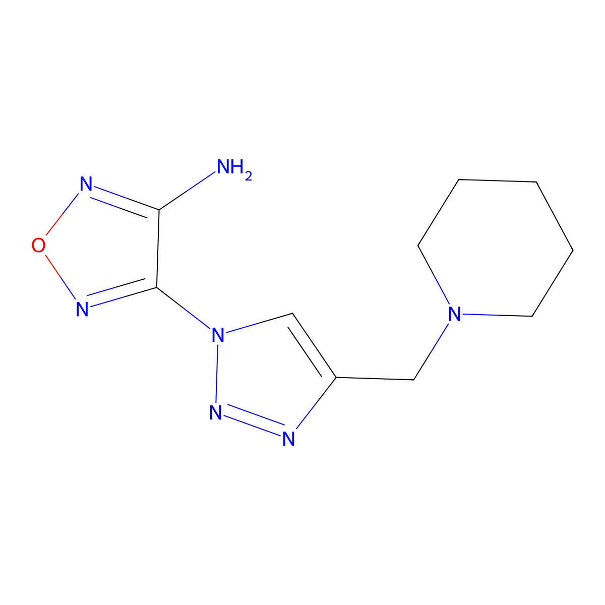4-[4-(Piperidin-1-ylmethyl)triazol-1-yl]-1,2,5-oxadiazol-3-amine molecular structure, CAS 294648-42-3