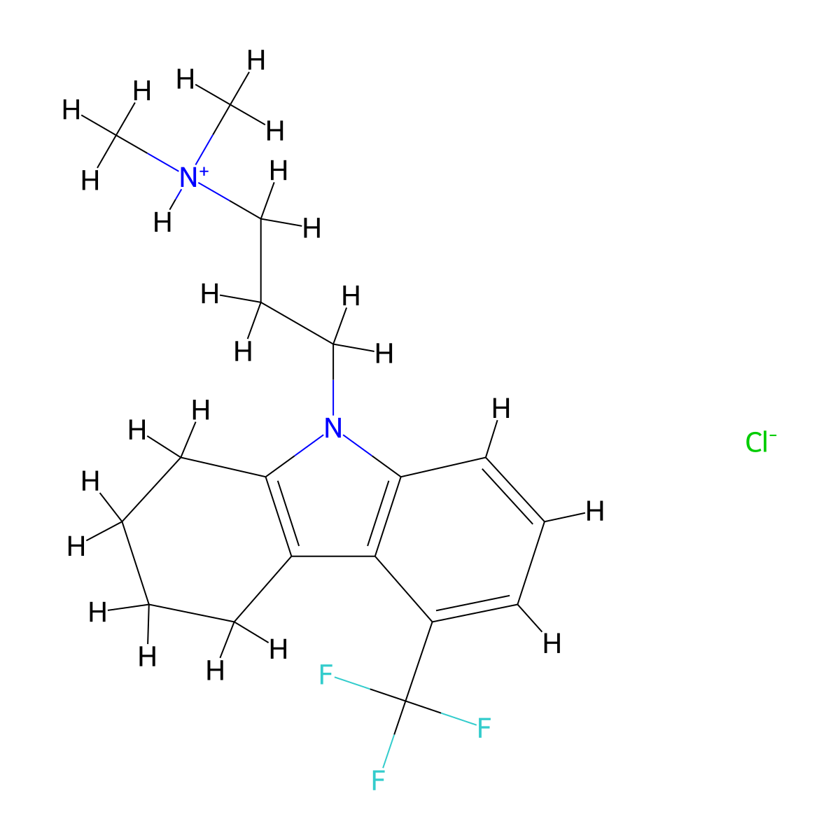 Carbazole, 1,2,3,4-tetrahydro-9-(3-(dimethylamino)propyl)-5(or 7)-(trifluoromethyl)-, monohydrochloride molecular structure, CAS 29465-18-7
