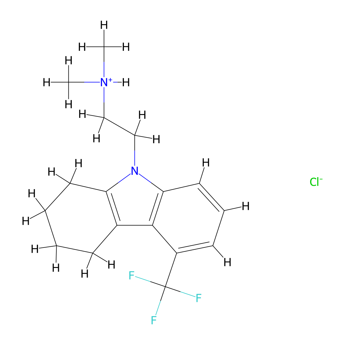 Carbazole, 1,2,3,4-tetrahydro-9-(2-(dimethylamino)ethyl)-5(or 7)-(trifluoromethyl)-, monohydrochloride molecular structure, CAS 29465-19-8