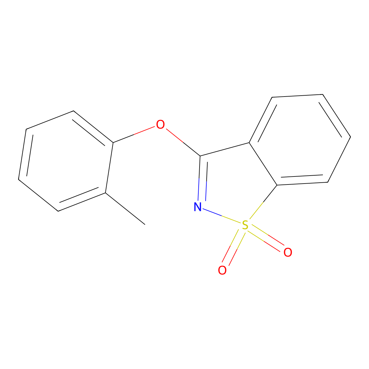 3-(2-Methylphenoxy)-1,2-benzothiazole 1,1-dioxide molecular structure, CAS 294651-49-3