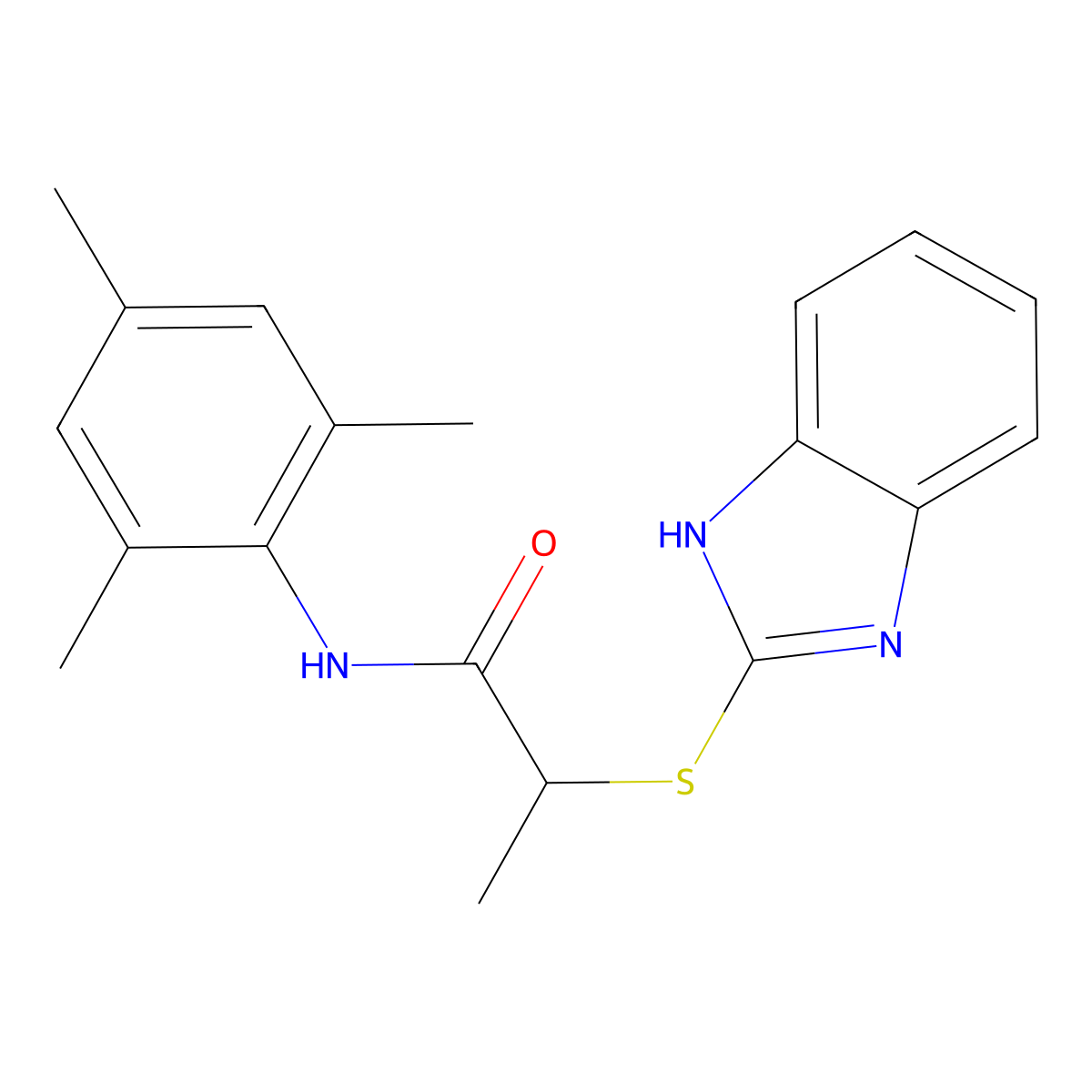 2-(1H-benzimidazol-2-ylsulfanyl)-N-(2,4,6-trimethylphenyl)propanamide molecular structure, CAS 294652-62-3
