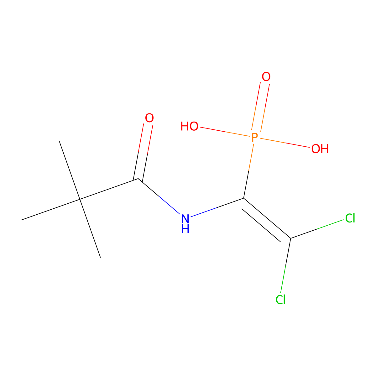 2,2-Dichloro-1-[(2,2-dimethylpropanoyl)amino]vinylphosphonic acid molecular structure, CAS 294653-46-6