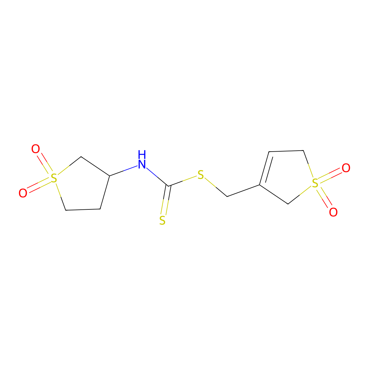 (1,1-Dioxido-2,5-dihydro-3-thienyl)methyl 1,1-dioxidotetrahydro-3-thienyldithiocarbamate molecular structure, CAS 294653-50-2