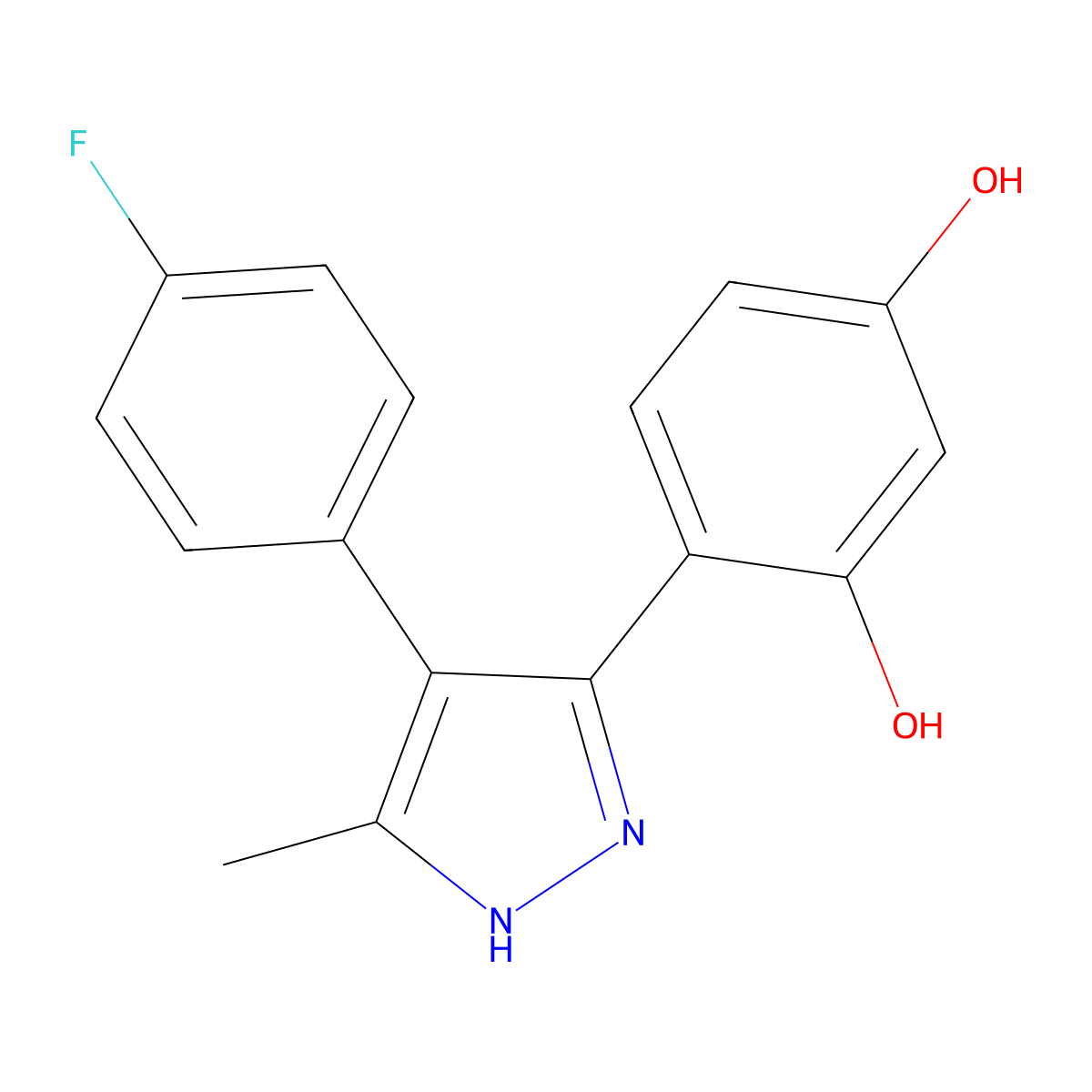4-(4-(4-Fluorophenyl)-5-methyl-1H-pyrazol-3-yl)-1,3-benzenediol molecular structure, CAS 294653-57-9