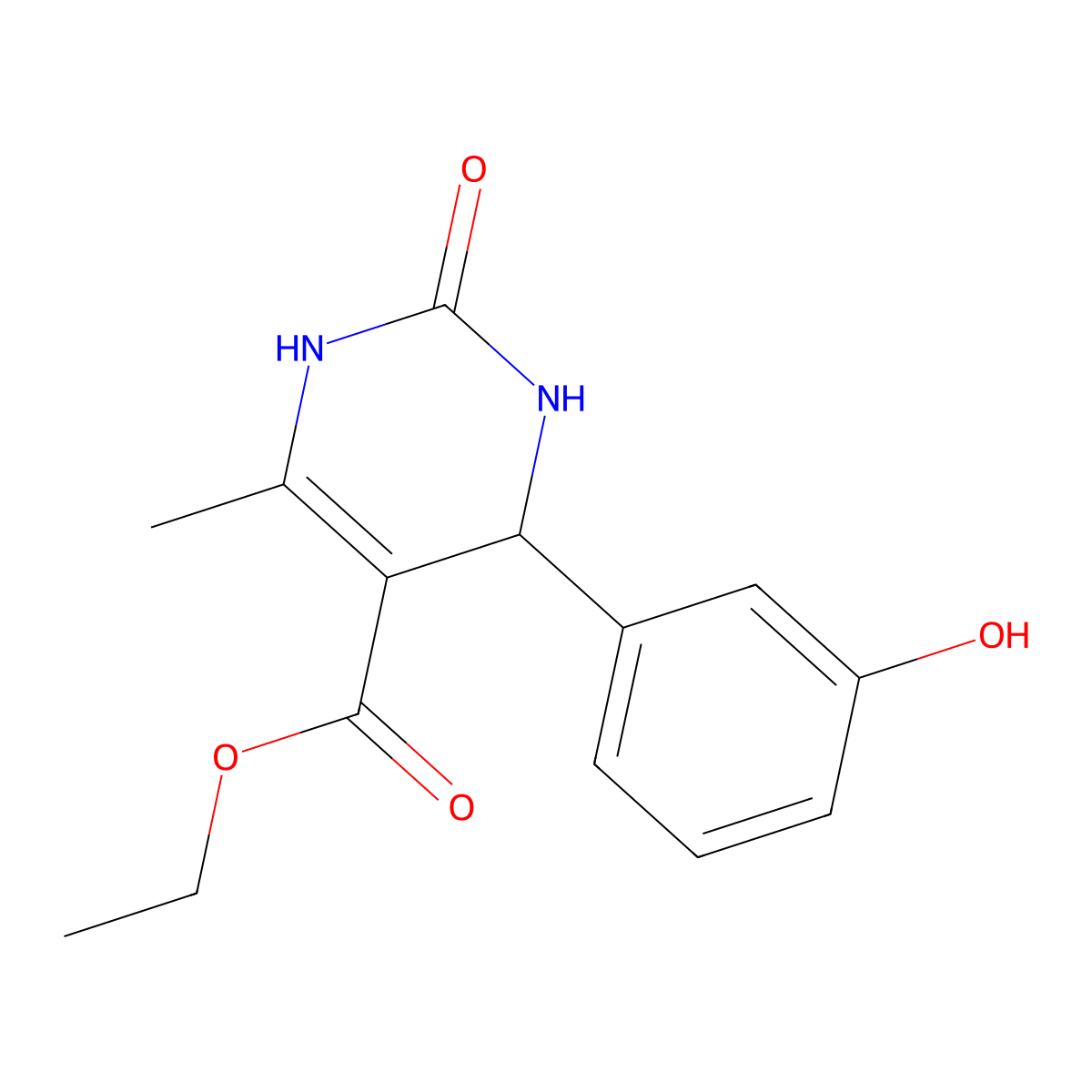 Ethyl 4-(3-hydroxyphenyl)-6-methyl-2-oxo-1,2,3,4-tetrahydropyrimidine-5-carboxylate molecular structure, CAS 294653-58-0