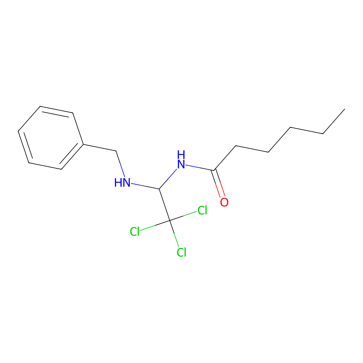 N-[1-(benzylamino)-2,2,2-trichloroethyl]hexanamide molecular structure, CAS 294653-63-7
