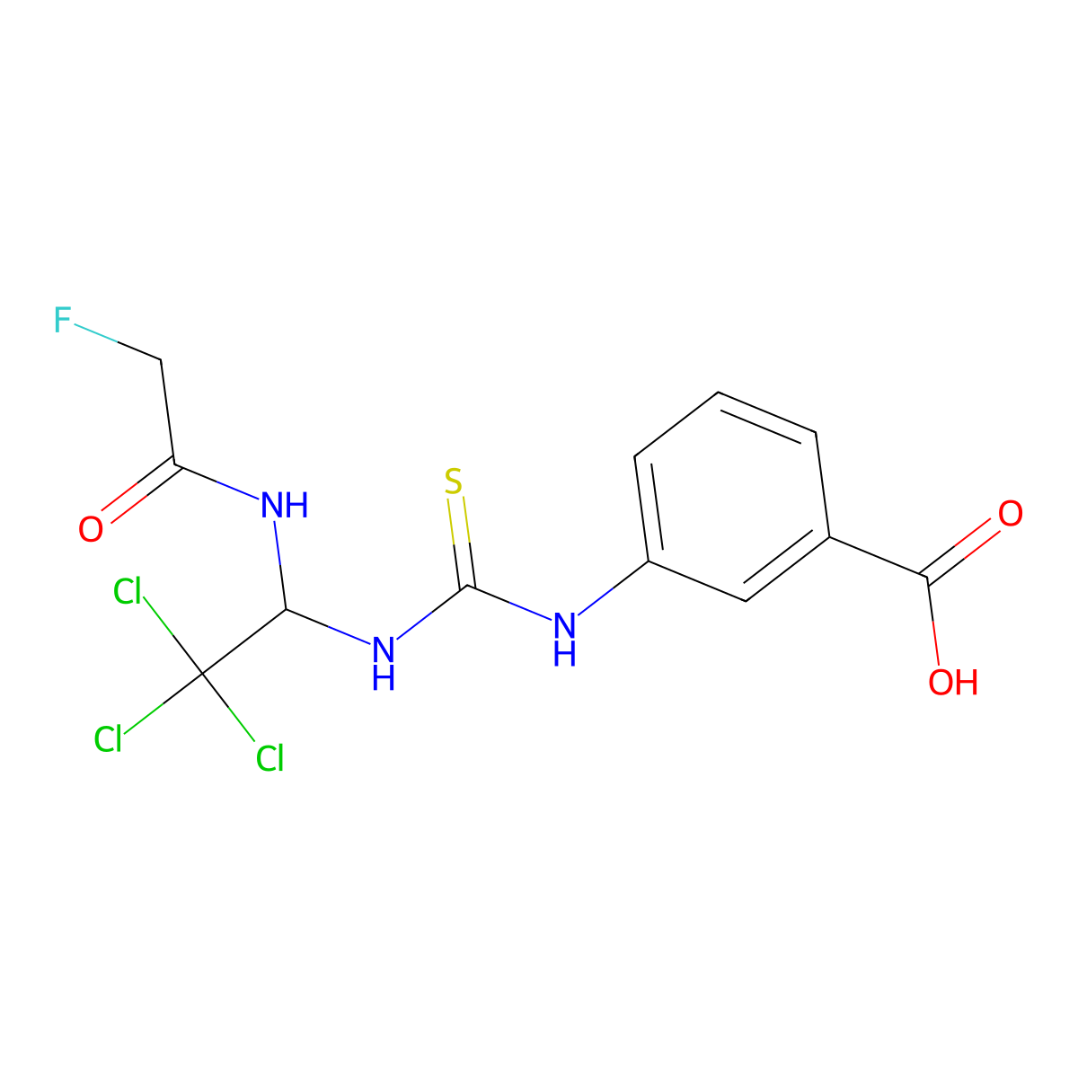 3-[({2,2,2-Trichloro-1-[(fluoroacetyl)amino]ethyl}carbamothioyl)amino]benzoic acid molecular structure, CAS 294653-80-8