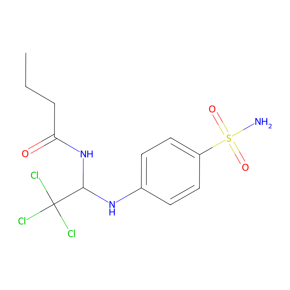 N-{2,2,2-trichloro-1-[(4-sulfamoylphenyl)amino]ethyl}butanamide molecular structure, CAS 294654-05-0
