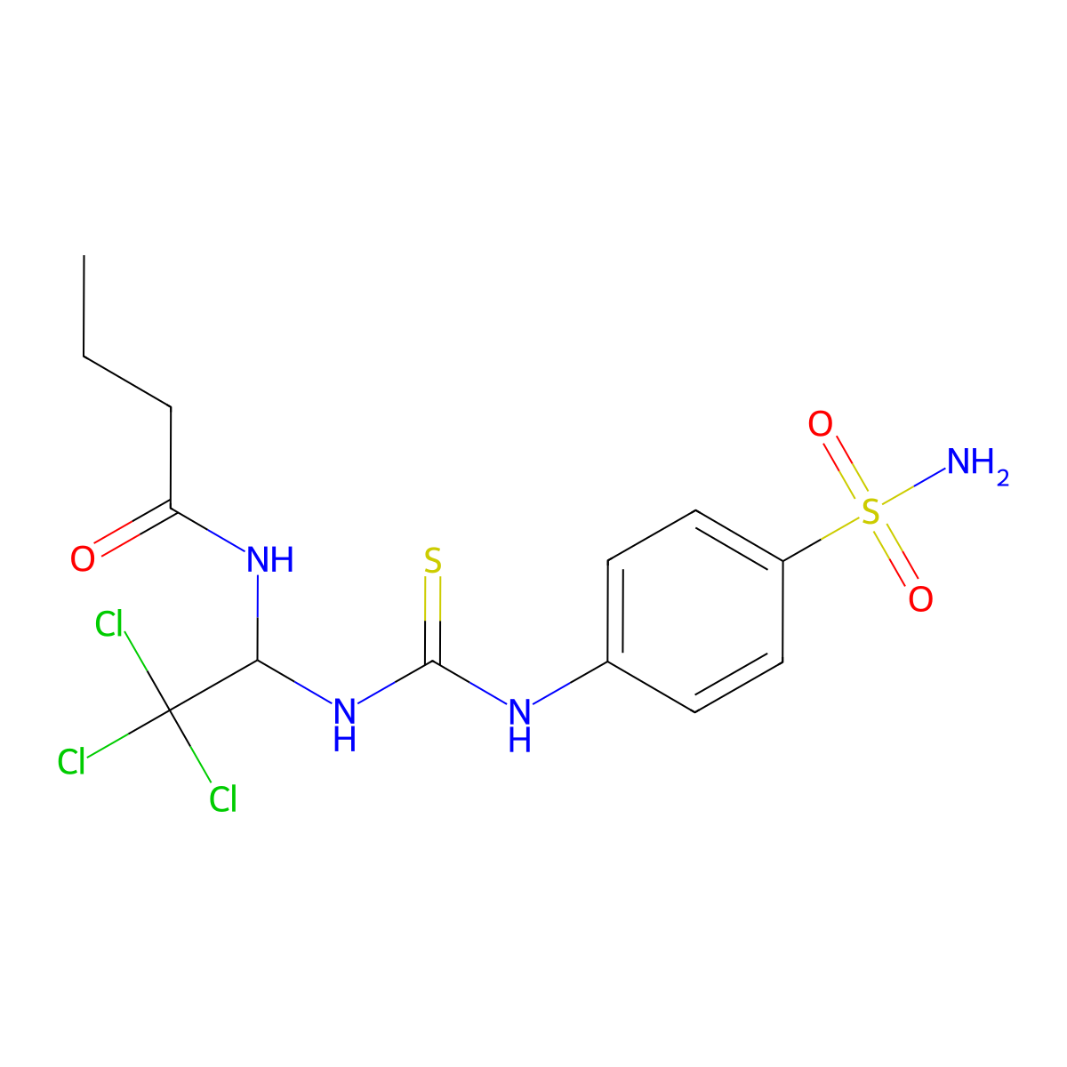 N-[2,2,2-trichloro-1-[(4-sulfamoylphenyl)carbamothioylamino]ethyl]butanamide molecular structure, CAS 294654-16-3