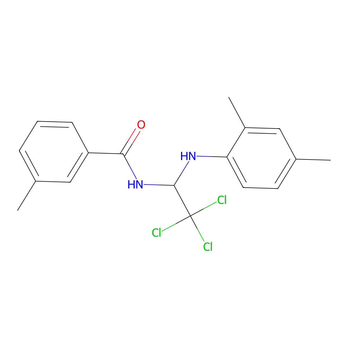 3-methyl-N-{2,2,2-trichloro-1-[(2,4-dimethylphenyl)amino]ethyl}benzamide molecular structure, CAS 294654-54-9